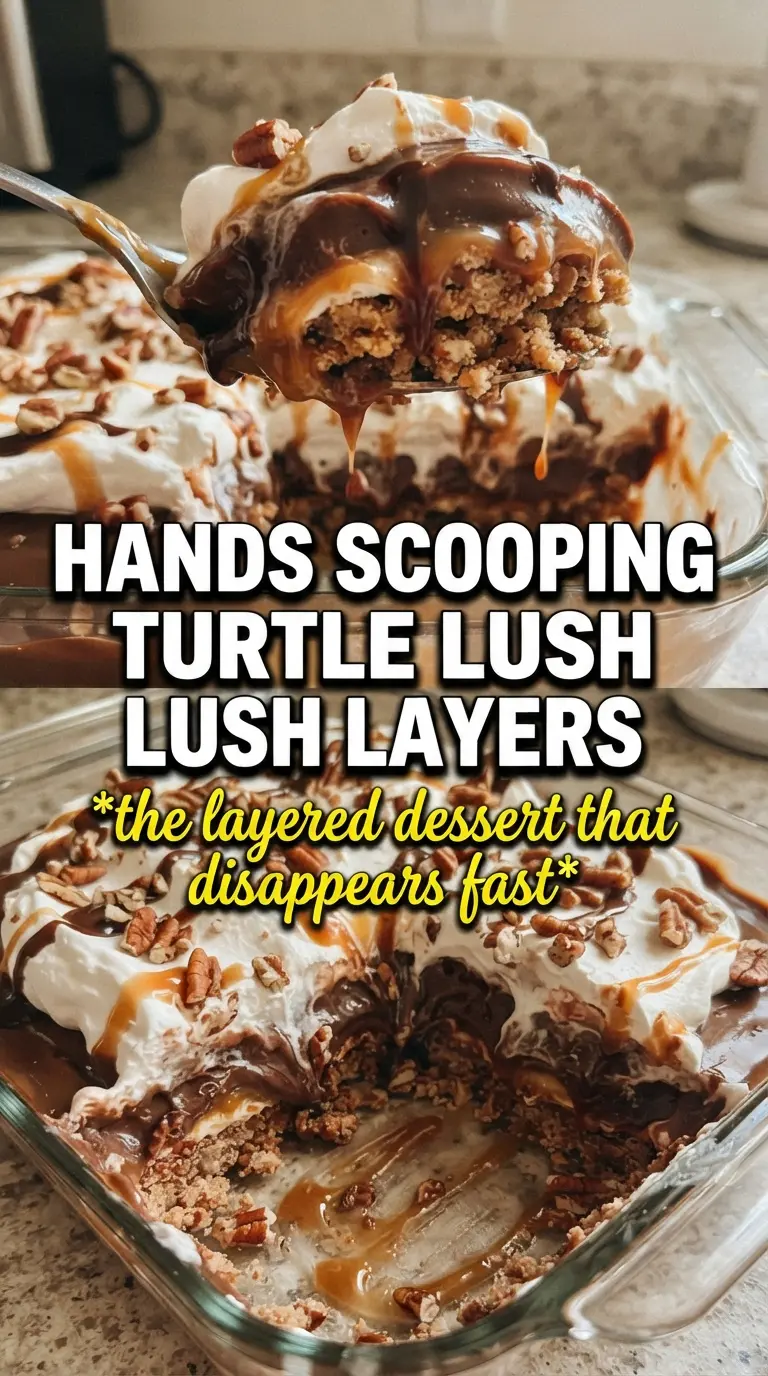 Turtle Lush layered dessert pecan caramel chocolate